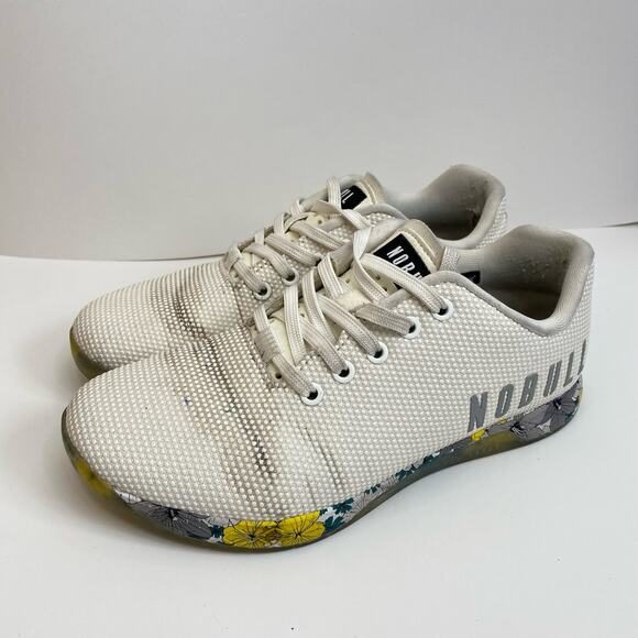 Nobull Trainers Sneakers Athletic Shoes Lifting White Floral Women's Size 9 - Picture 1 of 10